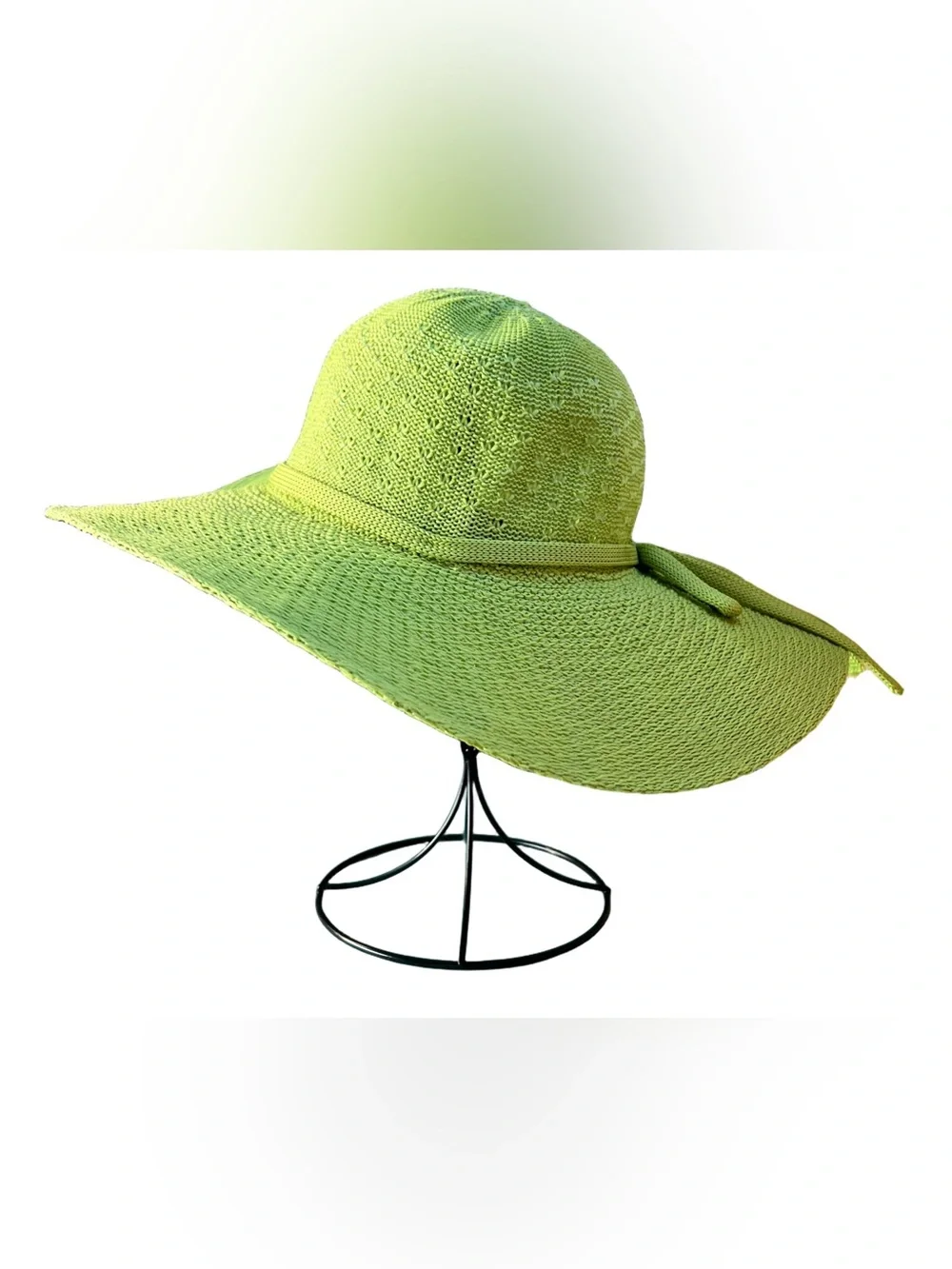 Vintage Lime Green Wide Brim Sunhat